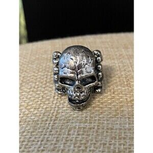 Mens Stainless Steel Skull Ring Gothic Biker Halloween Metal Punk 3D Size 9.5